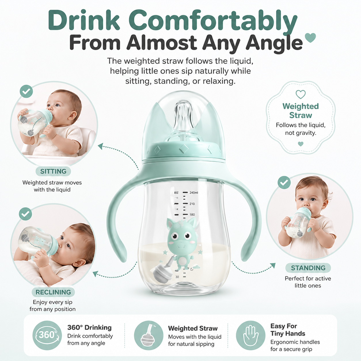 CozySip™ Self-Feeding Baby Bottle (2 pack)